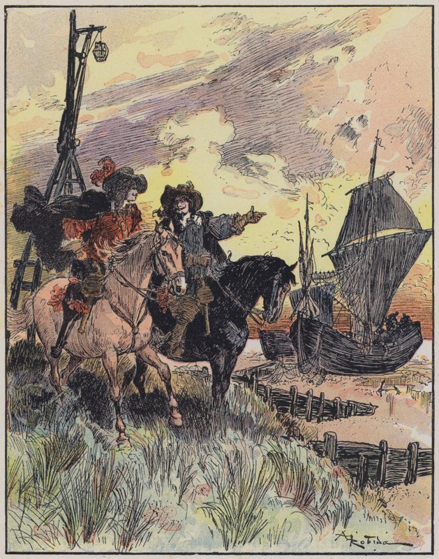 Ilustrace pro Le Capitaine Bellormeau od a ilustroval A Robida (barevně lito) od Albert Robida