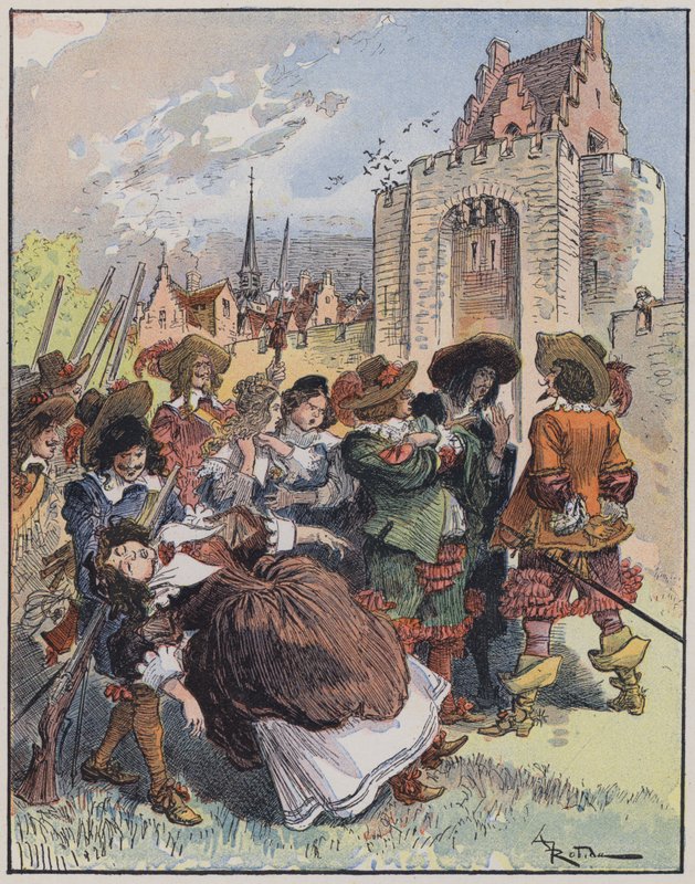 Ilustrace pro Le Capitaine Bellormeau od a ilustroval A Robida (barevně lito) od Albert Robida