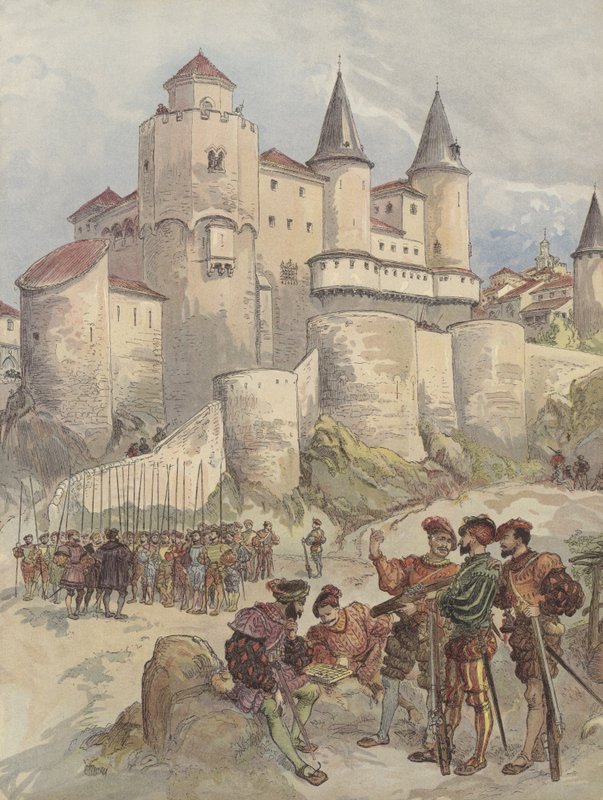 Vězeň Francois I. je zavřený ve věži Alcazaru v Madridu od Albert Robida