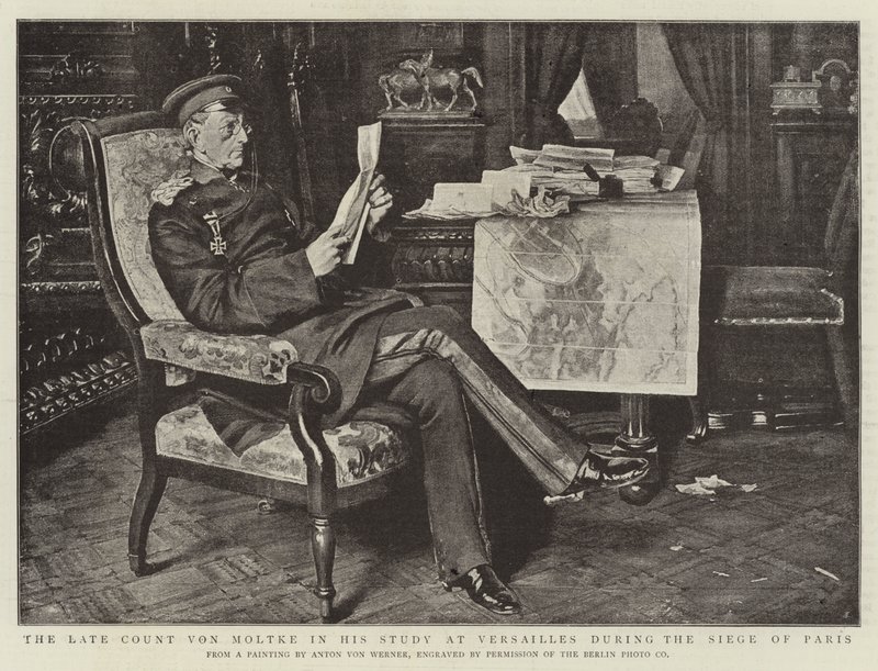 Zesnulý hrabě von Moltke ve své studii ve Versailles během obléhání Paříže od Albert Sauvert