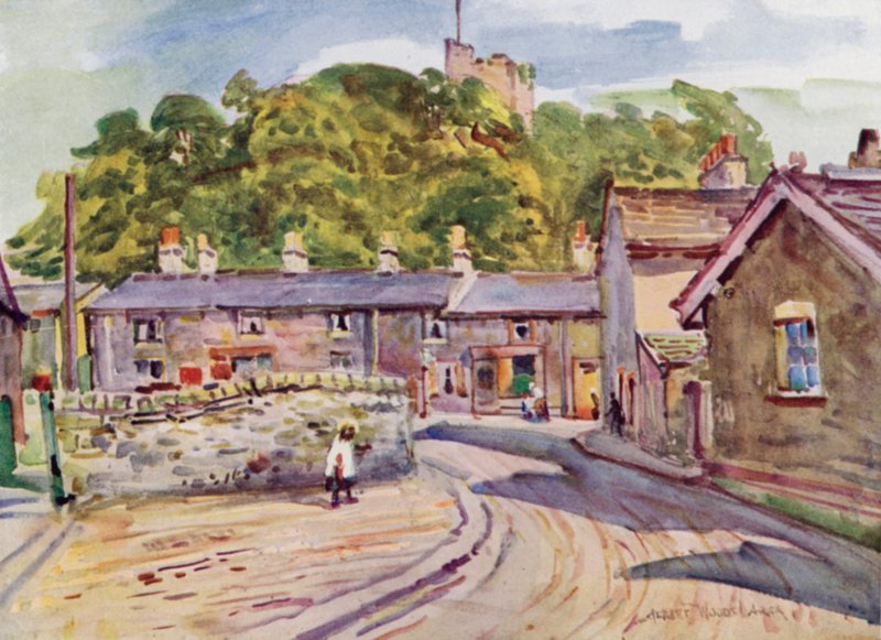 Hrad Clitheroe (barevné lito) od Albert Woods