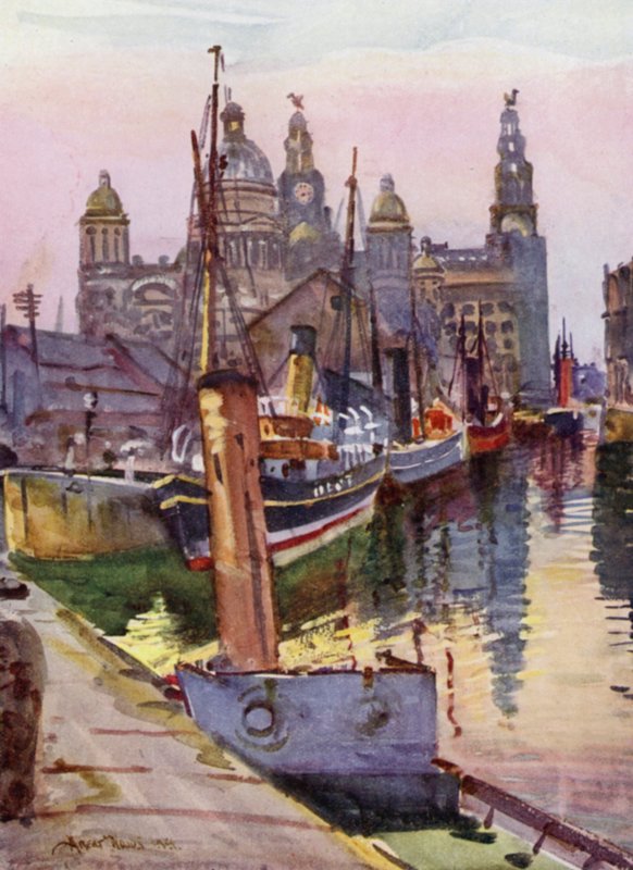 Liverpool, Canning Dock (barevné lito) od Albert Woods