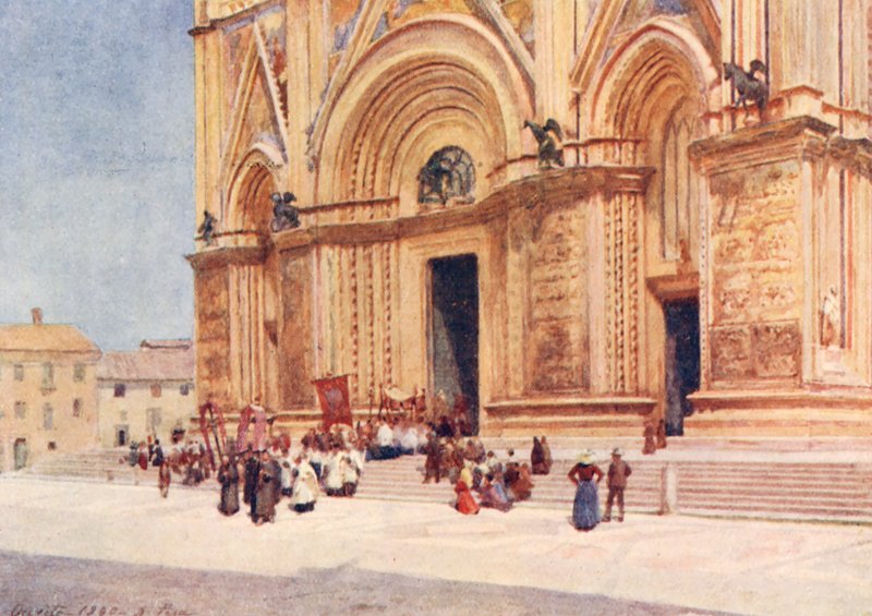 Duomo, Orvieto (barevná litografie) od Alberto Pisa