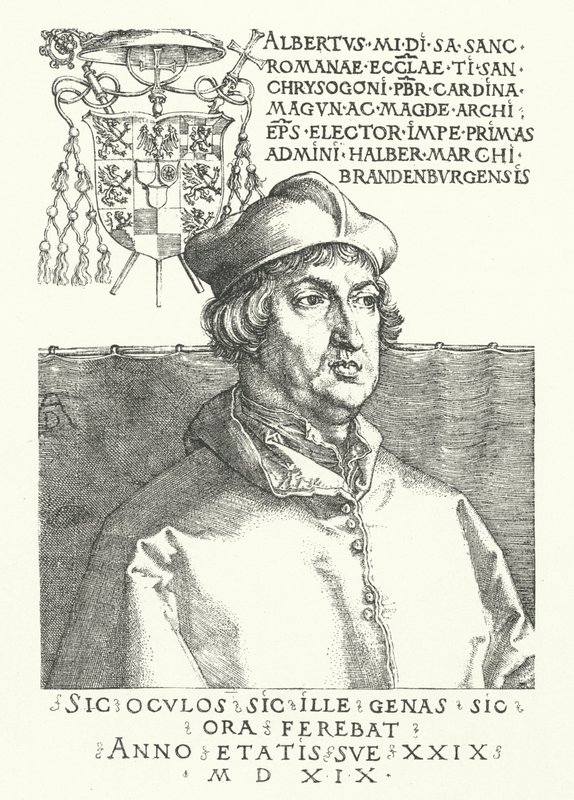 Kardinál Albrecht Braniborský, kurfiřt a arcibiskup z Mohuče od Albrecht Dürer