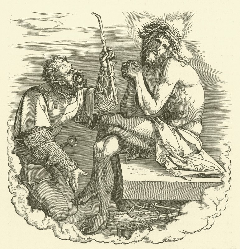 Výsměch Kristu (Kristus jako muž bolesti zesměšněný vojákem) od Albrecht Dürer