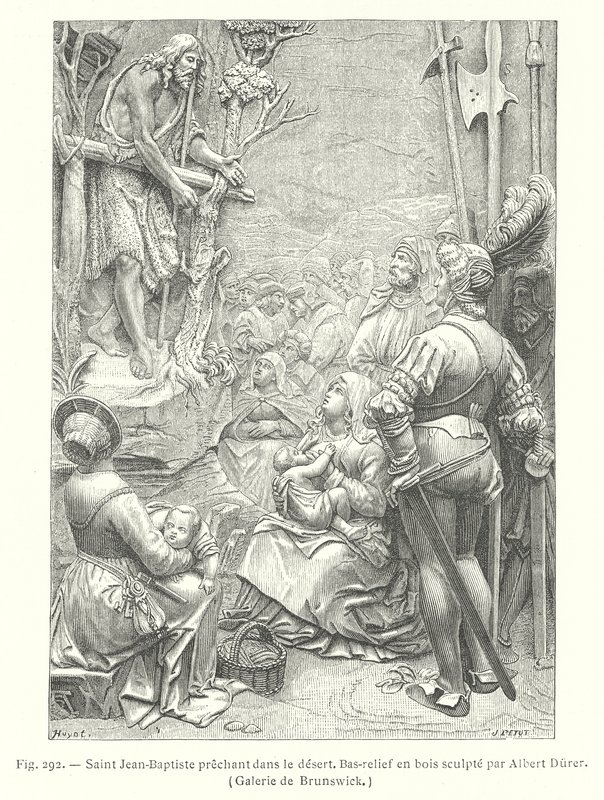 Svatý Jan Křtitel káže v poušti (rytina) od Albrecht (after) Durer or Duerer