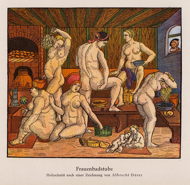 Dámské koupele (barevné lito) od Albrecht (after) Durer or Duerer