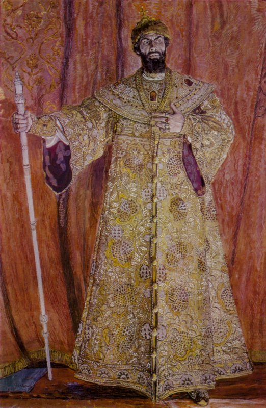 Ruský operní pěvec Feodor Chaliapin v titulní roli v opeře Modesta Musorgského Boris Godunov od Aleksandr Jakovlevic Golovin