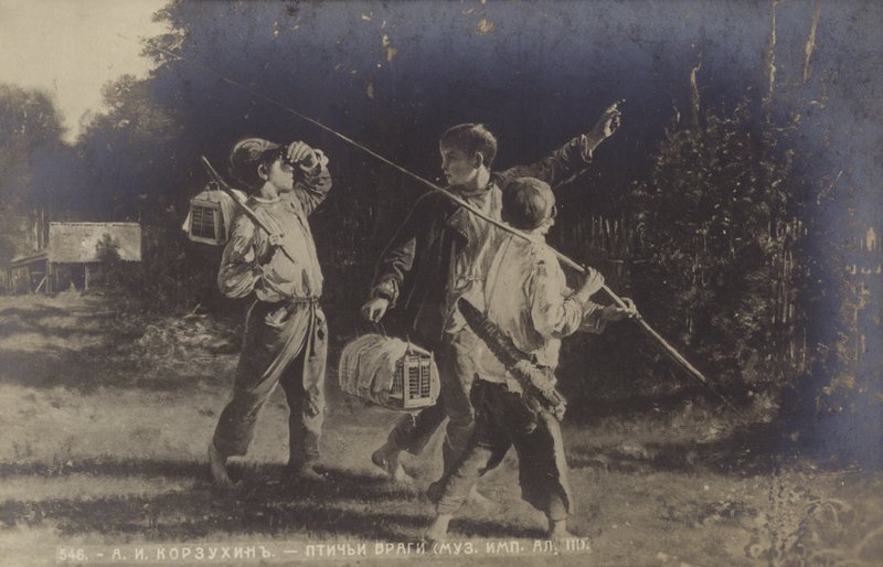 Nepřátelé ptáků, 1887 od Aleksei Ivanovich Korzukhin