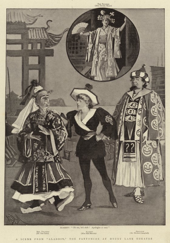 Scéna z Aladina, Pantomima v divadle Drury Lane od Alexander Stuart Boyd