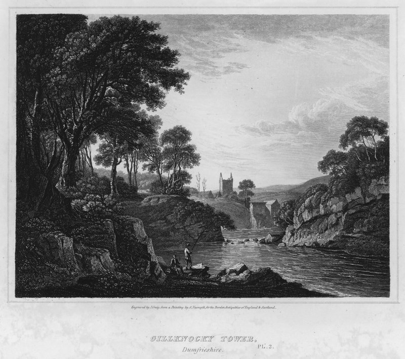Gillknocky Tower, Dumfriesshire (rytina) od Alexander (after) Nasmyth