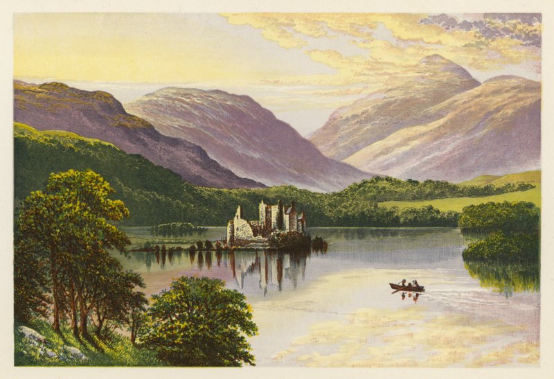 Skotské jezero Loch Scenery: Loch Awe (barevná litografie) od Alexander Francis (after) Lydon