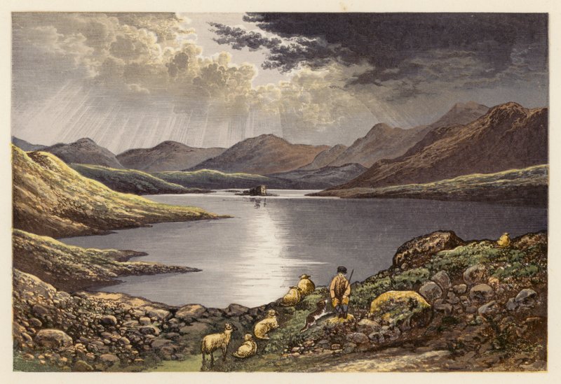 Skotské jezero Loch Scenery: Loch Doon (barevná litografie) od Alexander Francis (after) Lydon