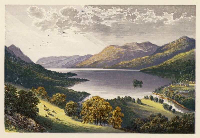 Skotské jezero Loch Scenery: Loch Earn (barevná litografie) od Alexander Francis (after) Lydon