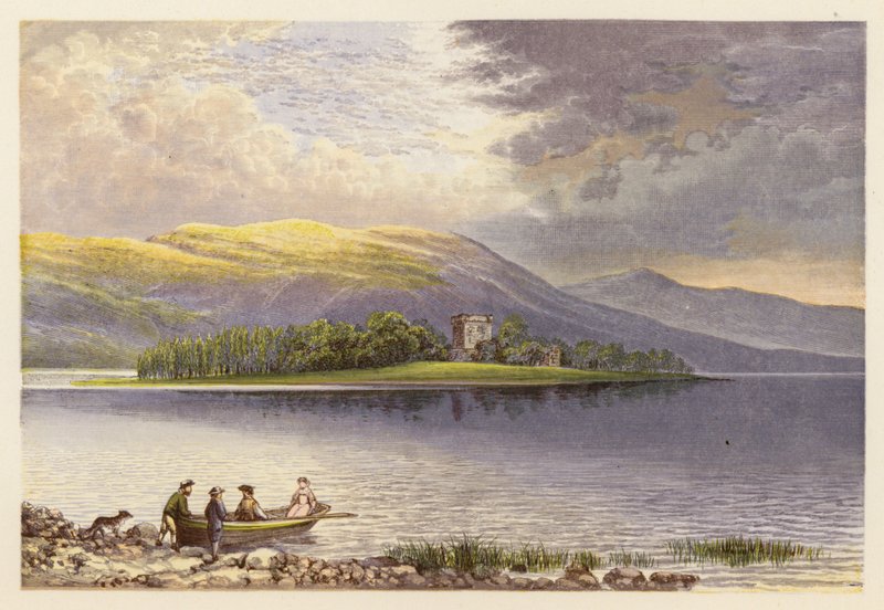 Skotské jezero Loch Scenery: Loch Leven (barevná litografie) od Alexander Francis (after) Lydon