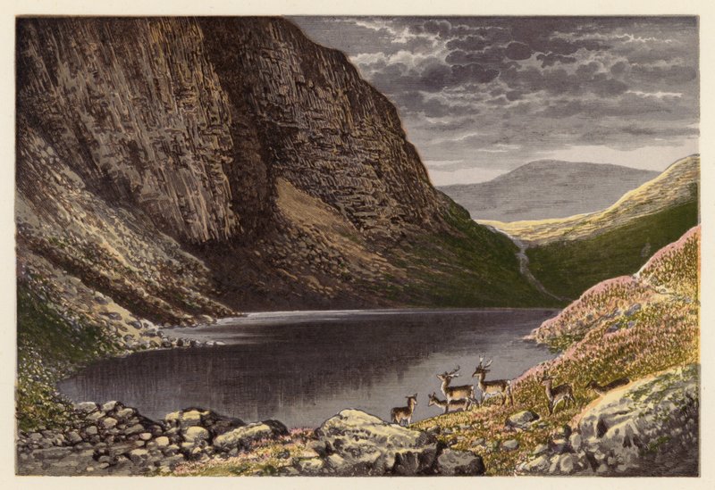 Skotské jezero Loch Scenery: Loch Dhu, Loch-na-gar (barevná litografie) od Alexander Francis (after) Lydon