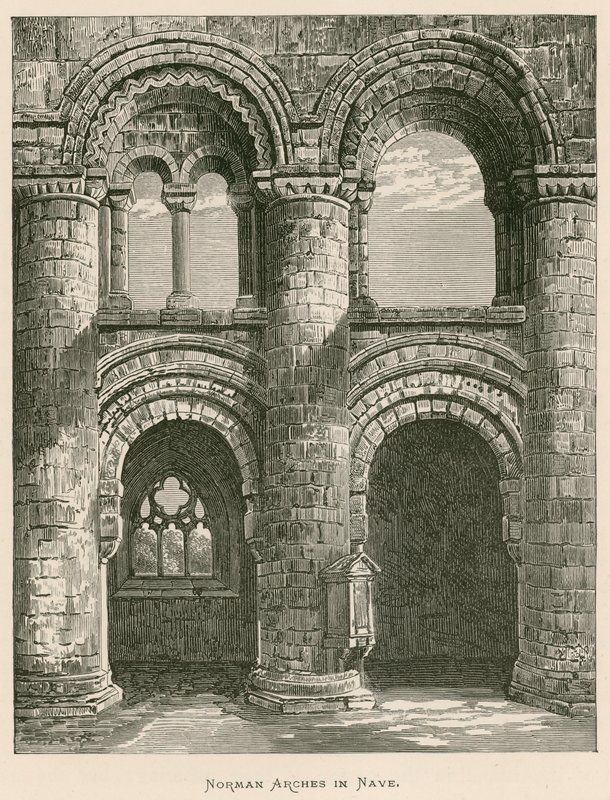 Jedburgh Abbey, Norman Arches v Nave od Alexander Francis Lydon