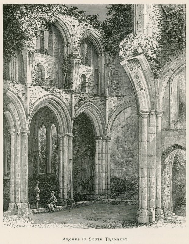 Netley Abbey, Arches in South Transept (rytina) od Alexander Francis Lydon