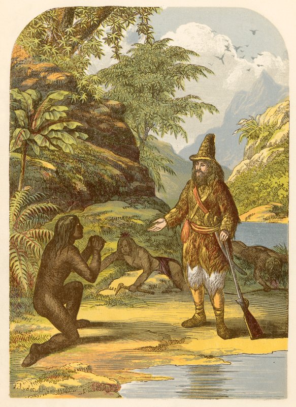 Robinson Crusoe zachraňující pátek před divochy od Alexander Francis Lydon