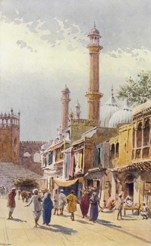Ulice v Dillí, při pohledu na Jumma Musjid od Alexander Henry Hallam Murray