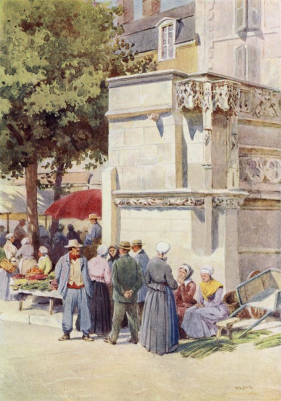 Blois, fontána Ludvíka XII., na tržišti (barva litho) od Alexander Henry Hallam Murray