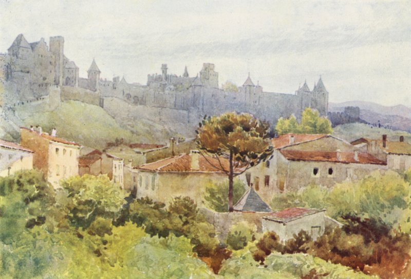 Carcassonne, Cite (barevné lito) od Alexander Henry Hallam Murray