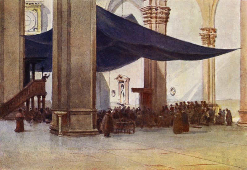 Florencie, interiér dómu během postního kázání (barevné lito) od Alexander Henry Hallam Murray