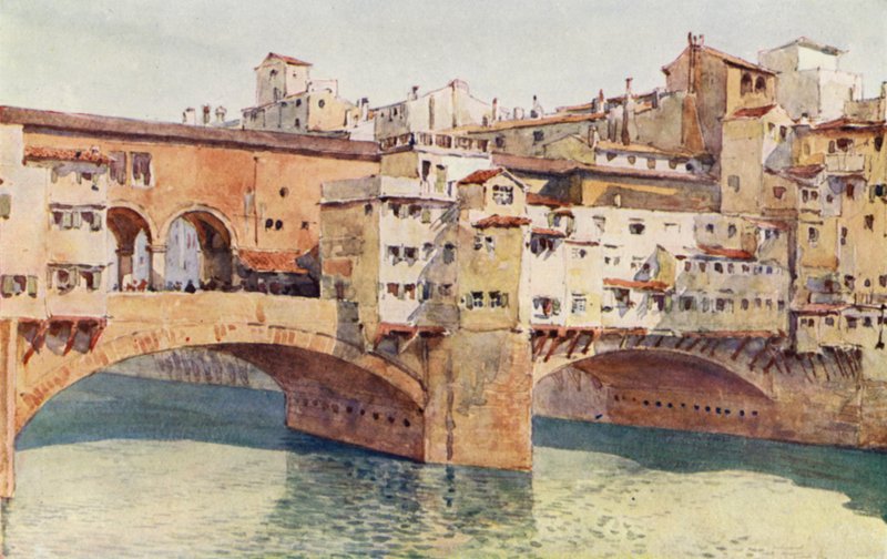 Florencie, Ponte Vecchio (barva lito) od Alexander Henry Hallam Murray