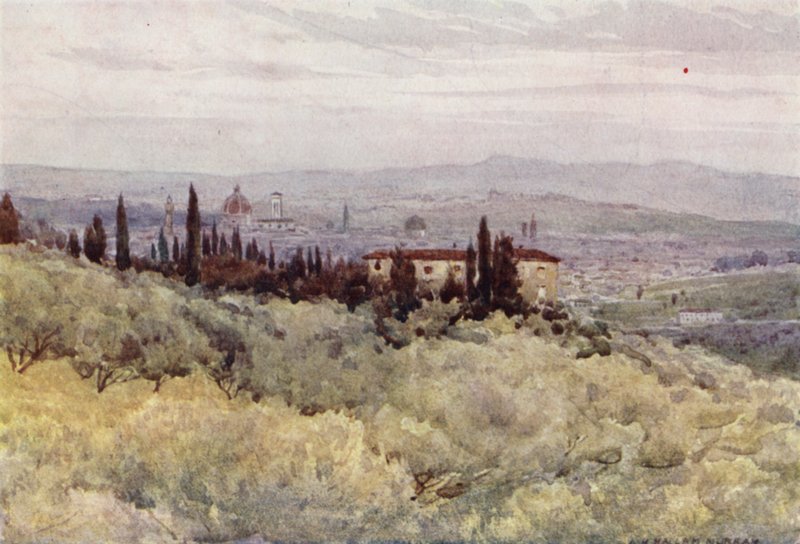 Florencie z Olivových zahrad San Domenico (barva litho) od Alexander Henry Hallam Murray