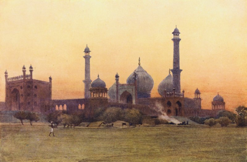 Jama Masjid, Dillí, při západu slunce od Alexander Henry Hallam Murray