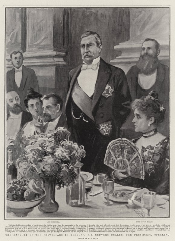 Hodovní z Devonians v Londýně, pane Redvers Buller, prezident, mluvení od Alexander Stuart Boyd