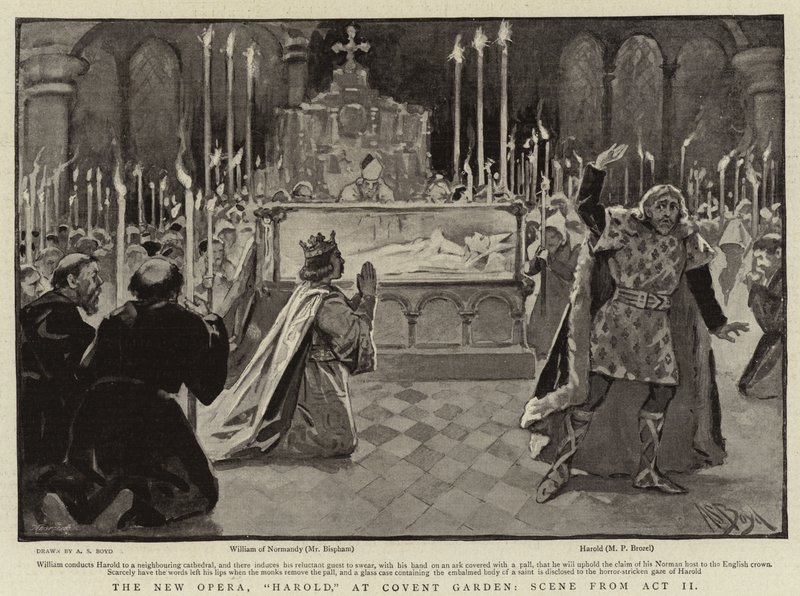Nová opera, Harold, v Convent Garden, scéna z dějství II od Alexander Stuart Boyd