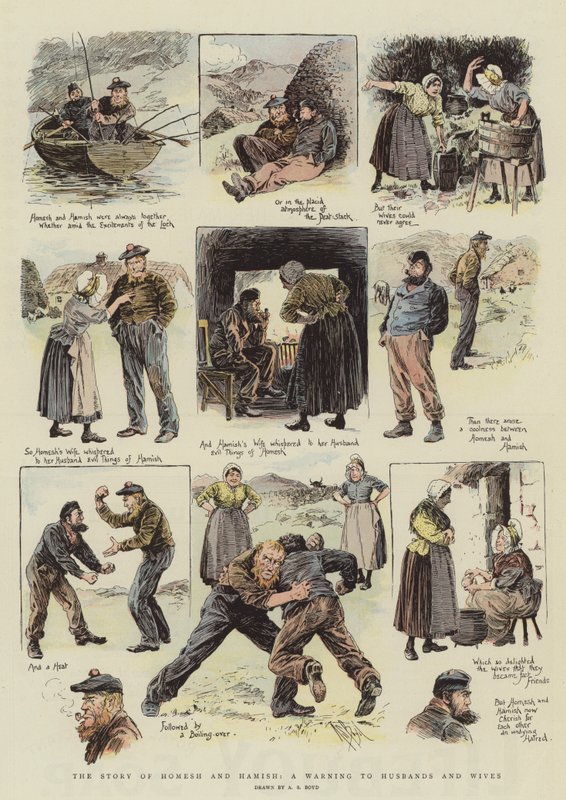 Příběh Homeshe a Hamishe, varování pro manžele a manželky (chromolitho) od Alexander Stuart Boyd