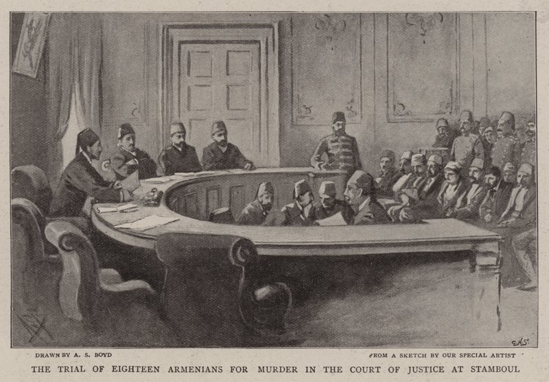 Proces s osmnácti Armény za vraždu u Soudního dvora ve Stamboulu od Alexander Stuart Boyd