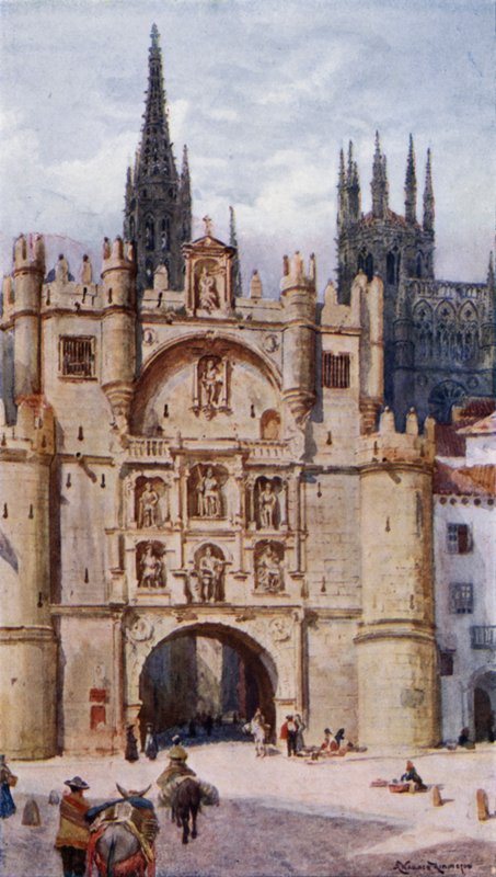 Puerta S Maria, Burgos (barevné lito) od Alexander Wallace Rimington