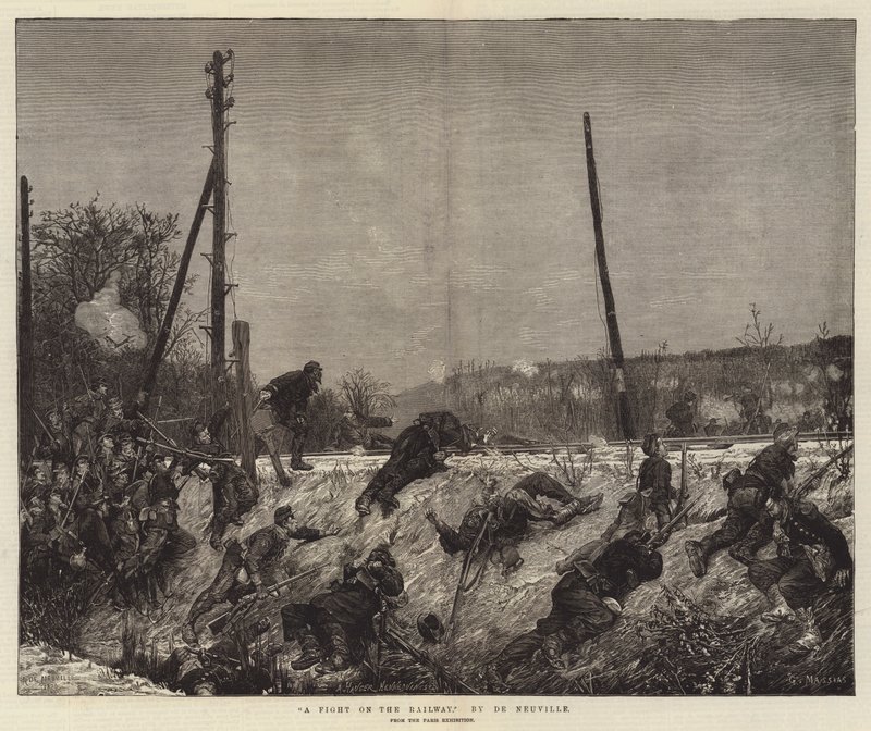 Boj na železnici od Alfred Brunel de Neuville