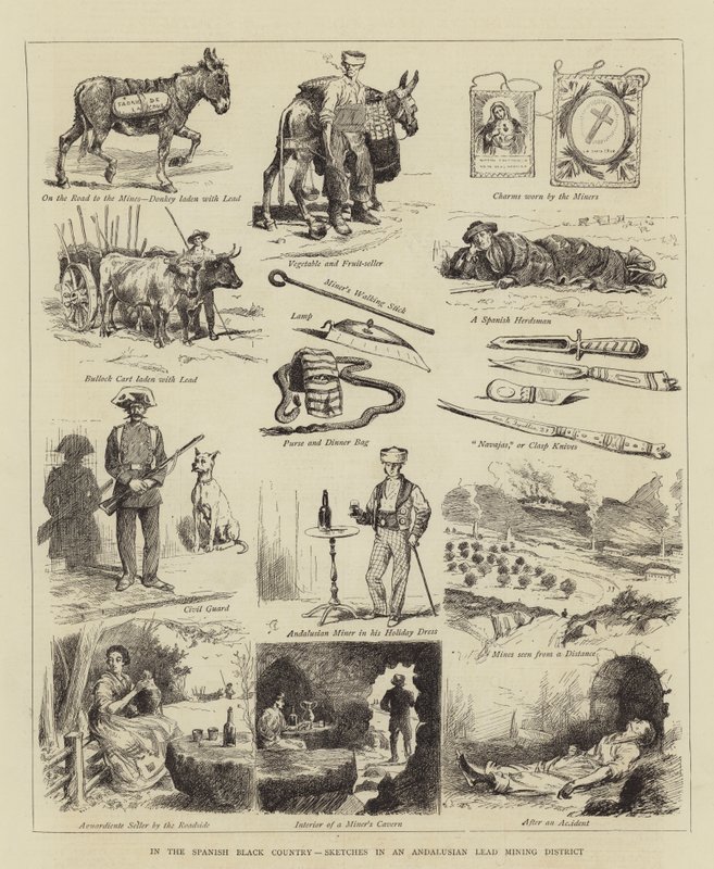 Ve španělské černé zemi, skici v andaluském těžebním revíru od Alfred Chantrey Corbould