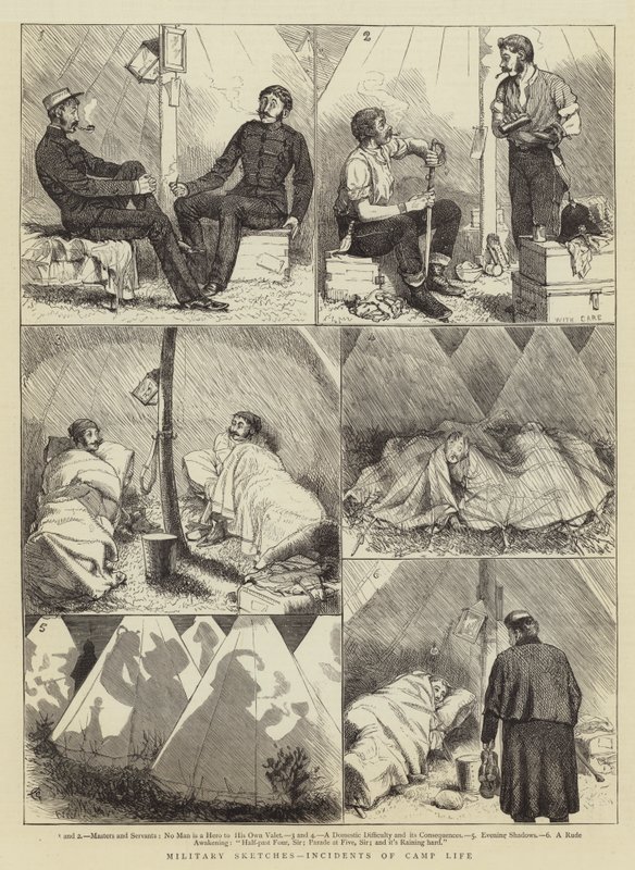 Vojenské náčrtky, incidenty táborového života od Alfred Chantrey Corbould