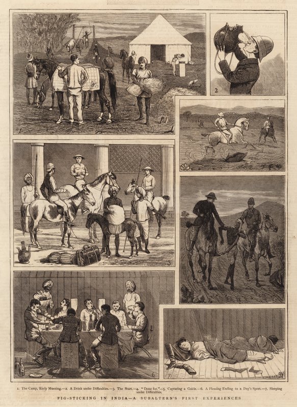 Pig-Ticking v Indii, první zkušenosti subalterna od Alfred Chantrey Corbould