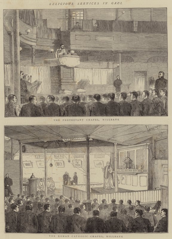 Náboženské služby ve vězení od Alfred Chantrey Corbould