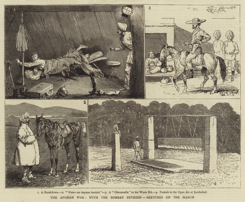Afghánská válka s Bombajskou divizí, Sketches on the March od Alfred Chantrey Corbould
