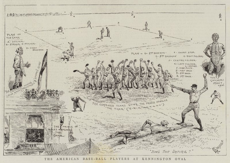 Američtí hráči baseballu na Kennington Oval od Alfred Chantrey Corbould