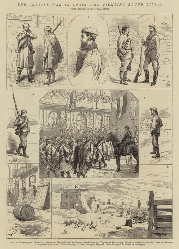 Carlistická válka ve Španělsku, boj kolem Bilbaa od Alfred Chantrey Corbould
