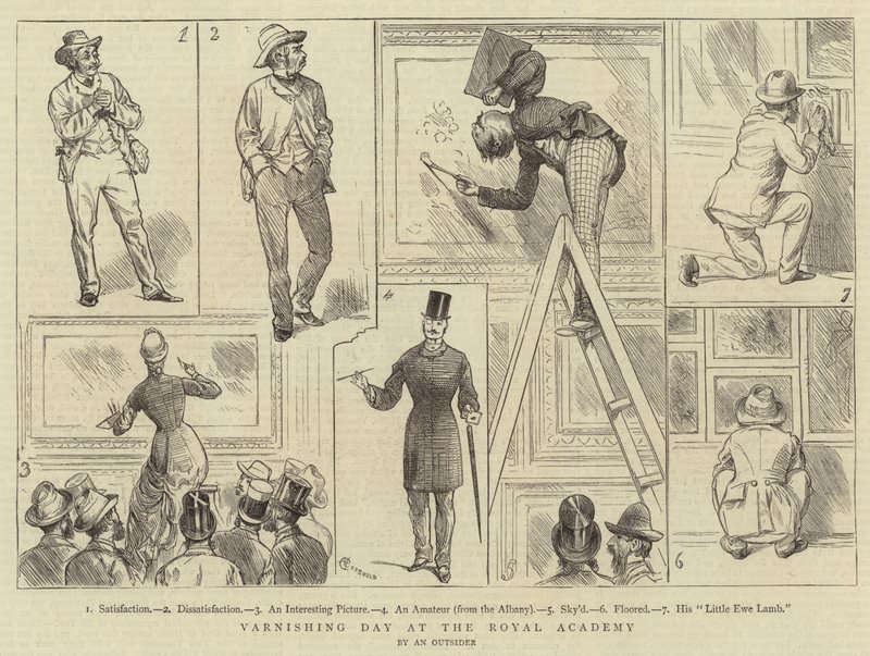 Lakovací den v Královské akademii od Alfred Chantrey Corbould