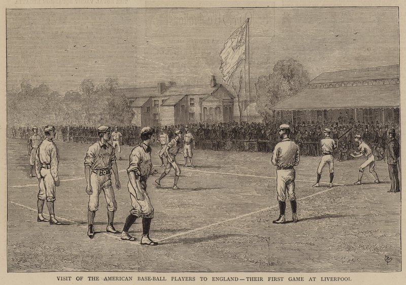 Návštěva amerických hráčů baseballu v Anglii, jejich první zápas v Liverpoolu od Alfred Chantrey Corbould