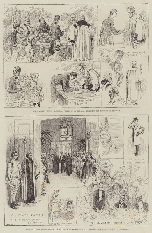 Prince Albert Victor Edward z Walesu v City of London od Alfred Courbould
