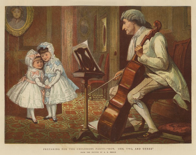 Příprava na dětskou oslavu, teď, jedna, dva a tři (chromolitho) od Alfred Edward Emslie