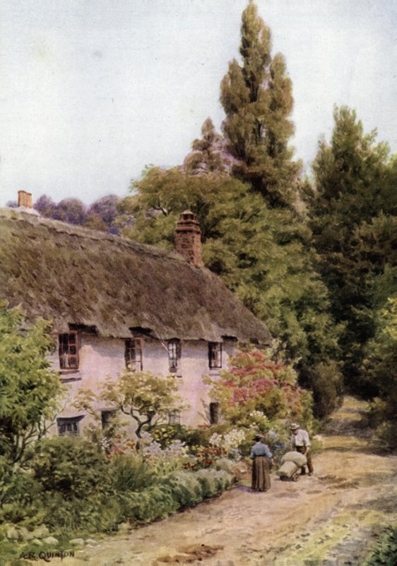 Chaty v Dunsteru, Somerset od Alfred Robert Quinton