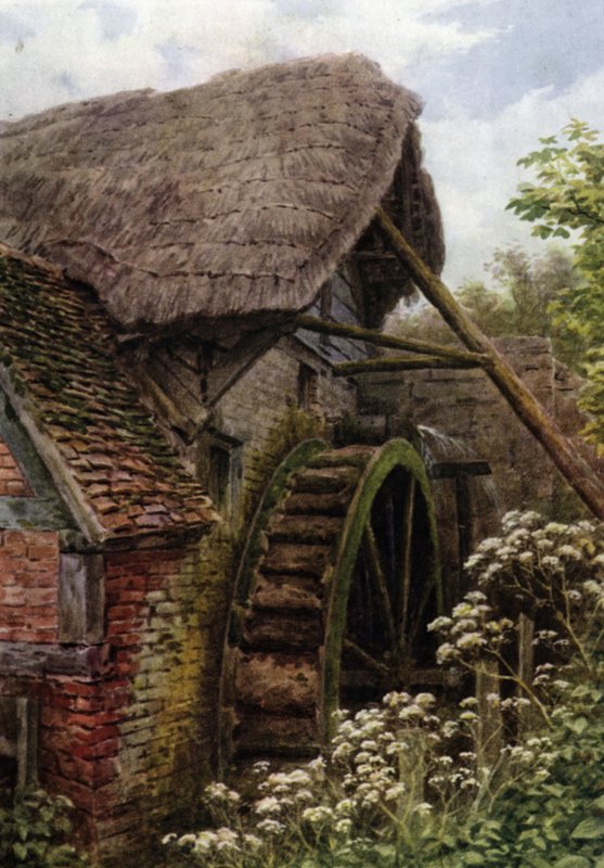 Mlýnské kolo, hrad Elmley, Worcester od Alfred Robert Quinton