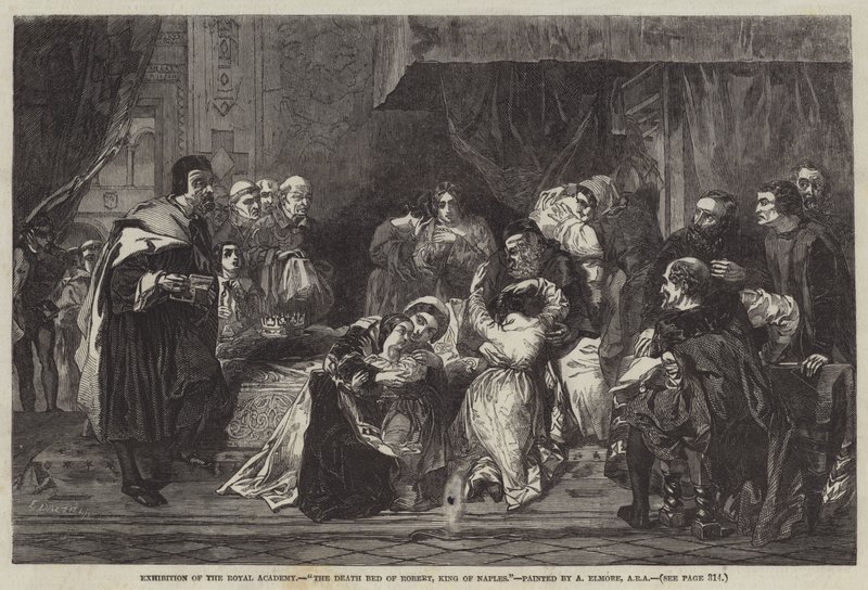 Smrtelná postel Roberta, krále Neapole od Alfred W. Elmore
